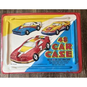 1986 Tara Toy Corp 48 Die Cast Mini Cars Carrying Case No. 20300 13"x10"x3"